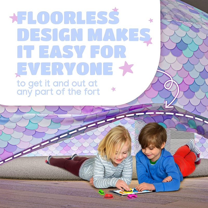 Skywin Air Tent for Kids (77â€ x 50â€) Builds in 30 Sec, Toddler Tents Indoor for Imaginative Play, Spacious Kids Forts Indoor Playhouse for Boys & Girls Ages 3-14 (Fan Not Incl) (Dream Castle Den) - Image 5