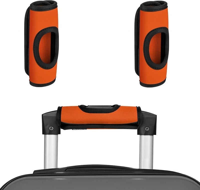 GQ 2PCS Neoprene Large Luggage Handle Wrap Handle Grip Luggage Tags Identifier Hollow Design for Push-Button, Bright Luggage Markers for Airport Travel Luggage Suitcase Trolley Case(Orange) - Image 1