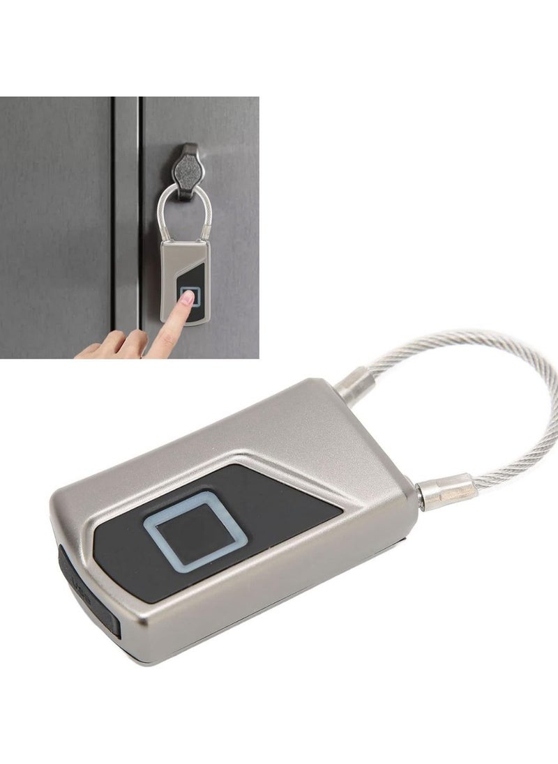 Portable Fingerprint Cable Lock Long Standby Time USB Charge Keyless Padlock, Small Keyless Biometric Waterproof Bluetooth Smart Padlock for Gate, Outdoor Fence, Cabinet, Pool, Yard, Luggage,Travel  - Image 1