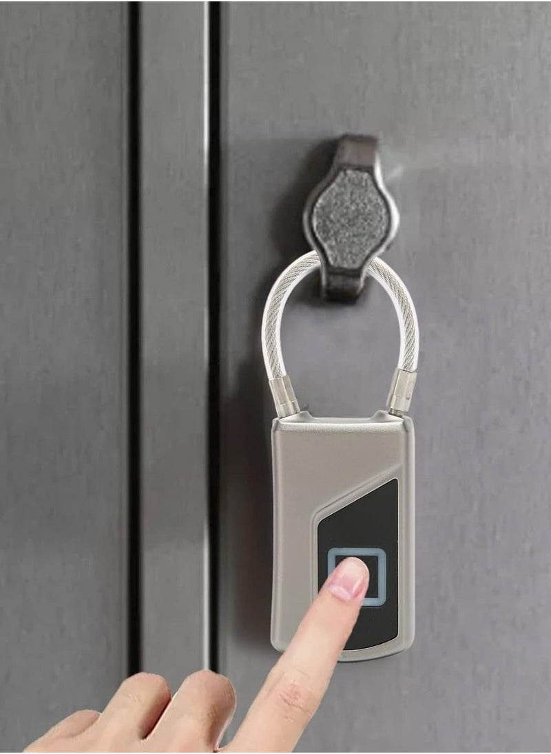 Portable Fingerprint Cable Lock Long Standby Time USB Charge Keyless Padlock, Small Keyless Biometric Waterproof Bluetooth Smart Padlock for Gate, Outdoor Fence, Cabinet, Pool, Yard, Luggage,Travel  - Image 2