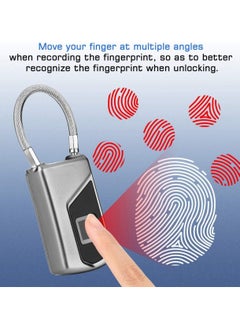 Generic Portable Fingerprint Cable Lock Long Standby Time USB Charge Keyless Padlock, Small Keyless Biometric Waterproof Bluetooth Smart Padlock for Gate, Outdoor Fence, Cabinet, Pool, Yard, Luggage,Travel  - Image 4