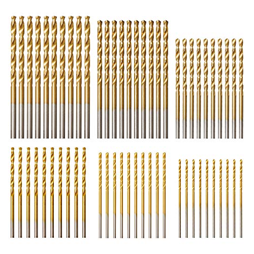 amoolo Titanium Drill Bit Set (60 pcs), Premium 4341 HSS Micro Drill Bits for Wood, Metal, Steel, Plastic, Aluminum Alloy, 3/64"-1/8" - Image 1