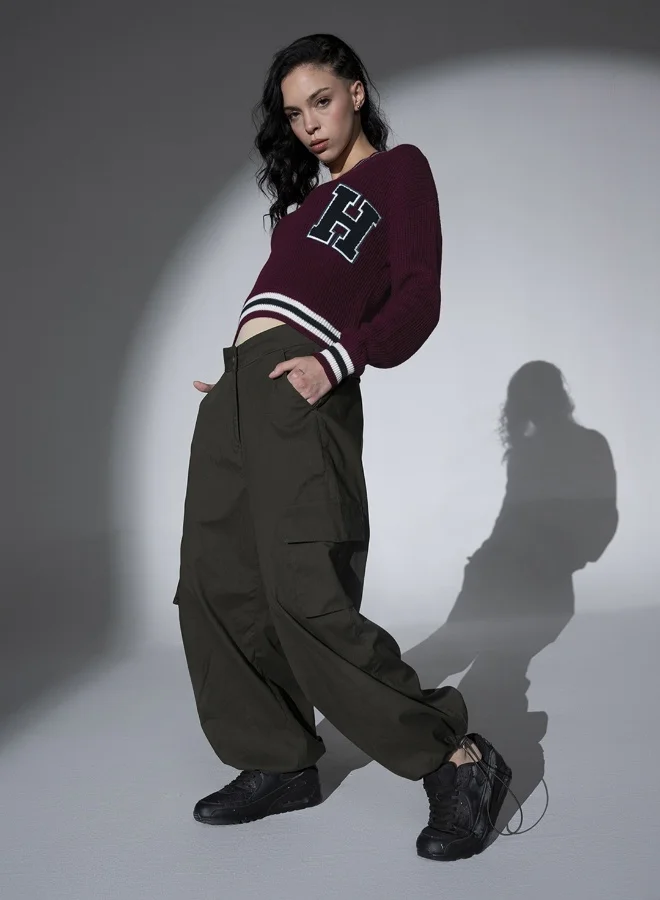 هوبرهولمي كنزة نسائية مارون 1% أكريليك بقصة عادية