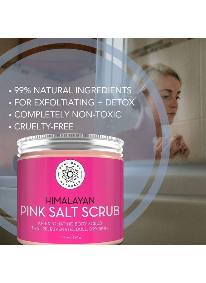 PURE BODY NATURALS Himalayan Salt Scrub, 12 ounces | Natural Face, Body, Hand, Foot and Skin Exfoliator | Facial Exfoliating Pink Salt with Sweet Almond Oil, Jojoba Oil, Vitamin E, and Aloe Vera  - Image 5