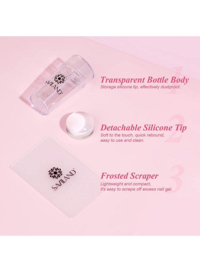 Saviland French Manicure Kit: French Tip Nail Stamp with White Gel Nail Polish Set, Jelly Silicone Nail Stamper Nail Stamper Kit for French Nails Home DIY Nail Salon - Image 3