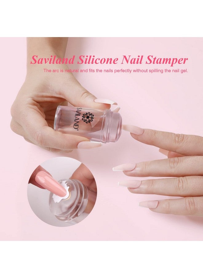 Saviland French Manicure Kit: French Tip Nail Stamp with White Gel Nail Polish Set, Jelly Silicone Nail Stamper Nail Stamper Kit for French Nails Home DIY Nail Salon - Image 4