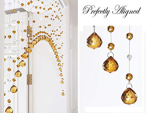 PINDIA Fancy Sparkling 7 Feet Wide Arch Bead Hanging Curtain with Pure Glass Drops - Yellow (Set of 45 Strings) - Image 3