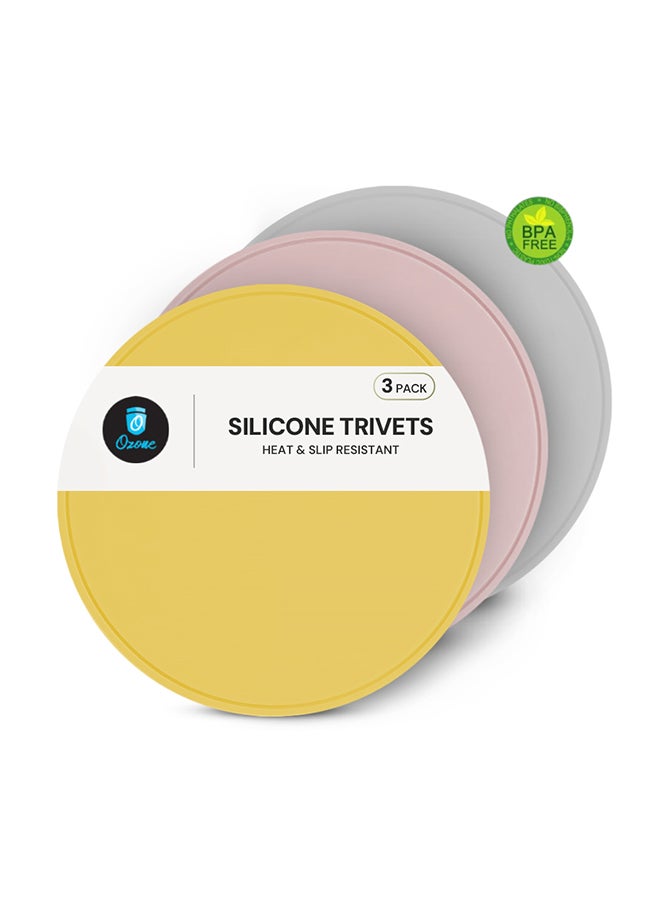 O Ozone Premium Silicone Trivet Mats, Food Grade Silicones Versatile Silicone Hot Pads for Kitchen, Suitable for Fondue Mats 22cm- Multicolor  - Image 1