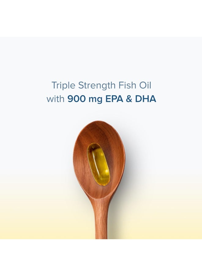 GNC Triple Strength Fish Oil 1500mg Omega-3 with 900mg EPA & DHA | 60 Softgels | For Heart, Healthy Cholesterol, Joint Comfort, Focus & Vision | Enteric-Coated for No Fishy Aftertaste |USA Formulated - Image 4