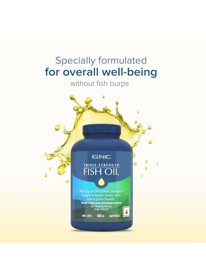 GNC Triple Strength Fish Oil 1500mg Omega-3 with 900mg EPA & DHA | 60 Softgels | For Heart, Healthy Cholesterol, Joint Comfort, Focus & Vision | Enteric-Coated for No Fishy Aftertaste |USA Formulated - Image 5