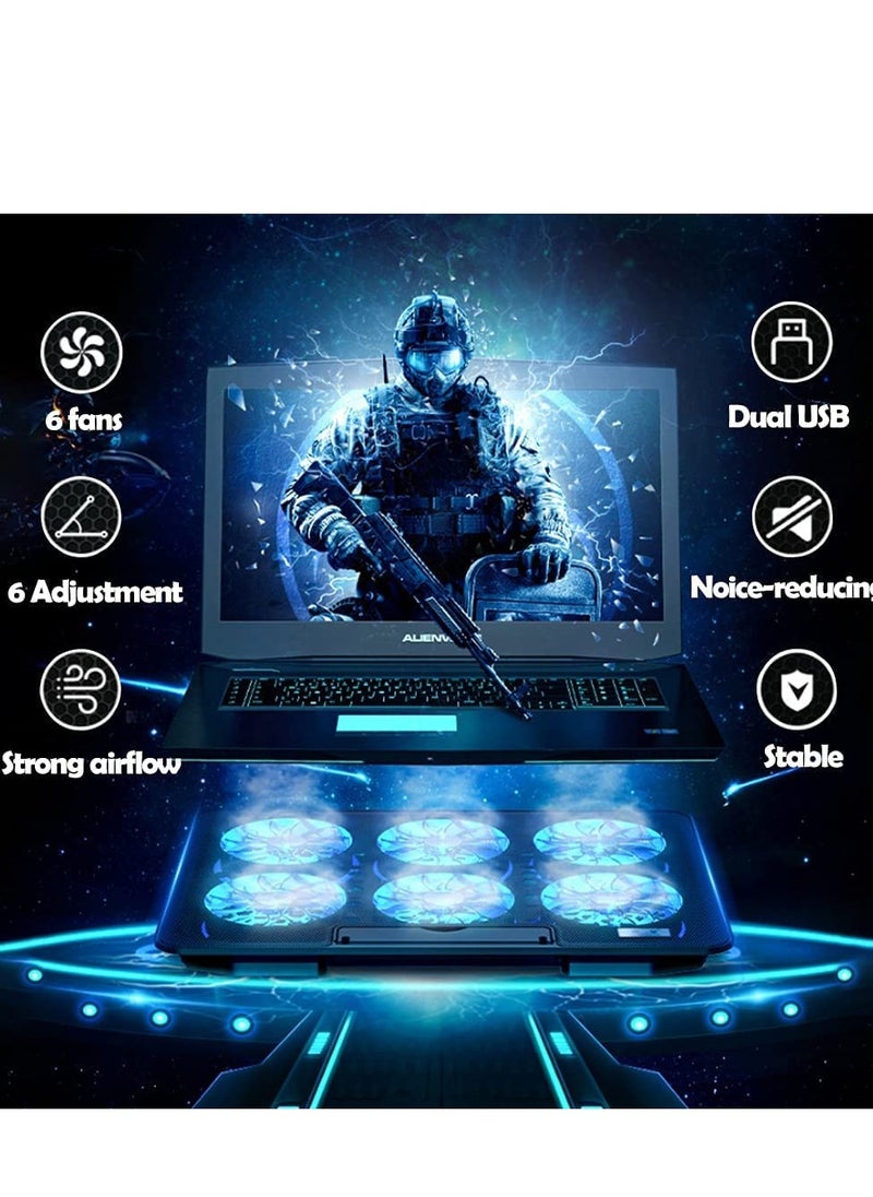 Arabest Laptop Cooling Pad, Necomi® Laptop Cooler Stand with 6 Quiet Cooling Fans and 6 Height Adjustable Dual USB Powered Gaming Laptop Cooling Stand for 12-17 Inch Laptop Computer  - Image 3