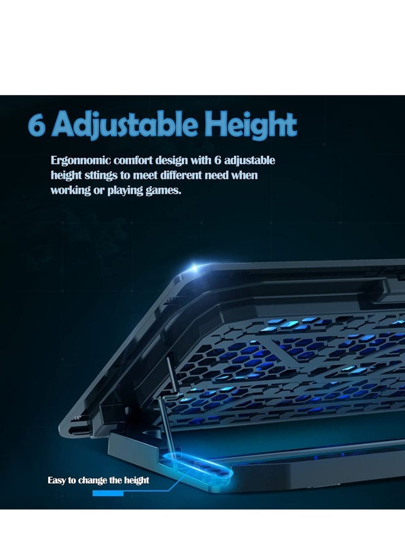 Arabest Laptop Cooling Pad, Necomi® Laptop Cooler Stand with 6 Quiet Cooling Fans and 6 Height Adjustable Dual USB Powered Gaming Laptop Cooling Stand for 12-17 Inch Laptop Computer  - Image 5