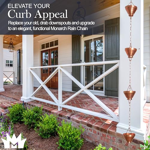 Monarch Rain Chains Pure Copper Siam Rain Chain, 8.5 ft Decorative Rain Catcher Chain for Gutters, Large Rain Chains for Outside, Rain Gutter Replacement Downspout - Image 2