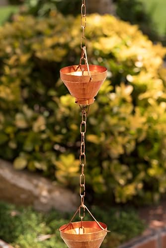 Monarch Rain Chains Pure Copper Siam Rain Chain, 8.5 ft Decorative Rain Catcher Chain for Gutters, Large Rain Chains for Outside, Rain Gutter Replacement Downspout - Image 5