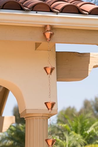 Monarch Rain Chains Pure Copper Siam Rain Chain, 8.5 ft Decorative Rain Catcher Chain for Gutters, Large Rain Chains for Outside, Rain Gutter Replacement Downspout - Image 3