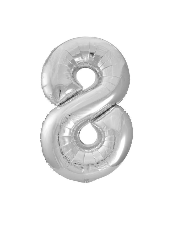Unique 34" Silver Foil Number 8 Balloon
