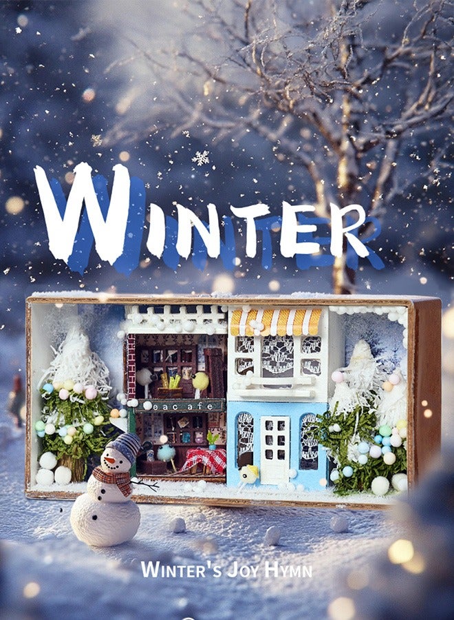 tangs DIY Miniature House Kit, Season theme(Winter) Box Secert Dollhouse with Furniture ,Adults Teens Mini House Building Kit,3D Wooden Crafts Tiny House Model,EID Birthday Gifts,Friends Present,Home Table Decor, Stress Relief Fidget Toy - Image 1