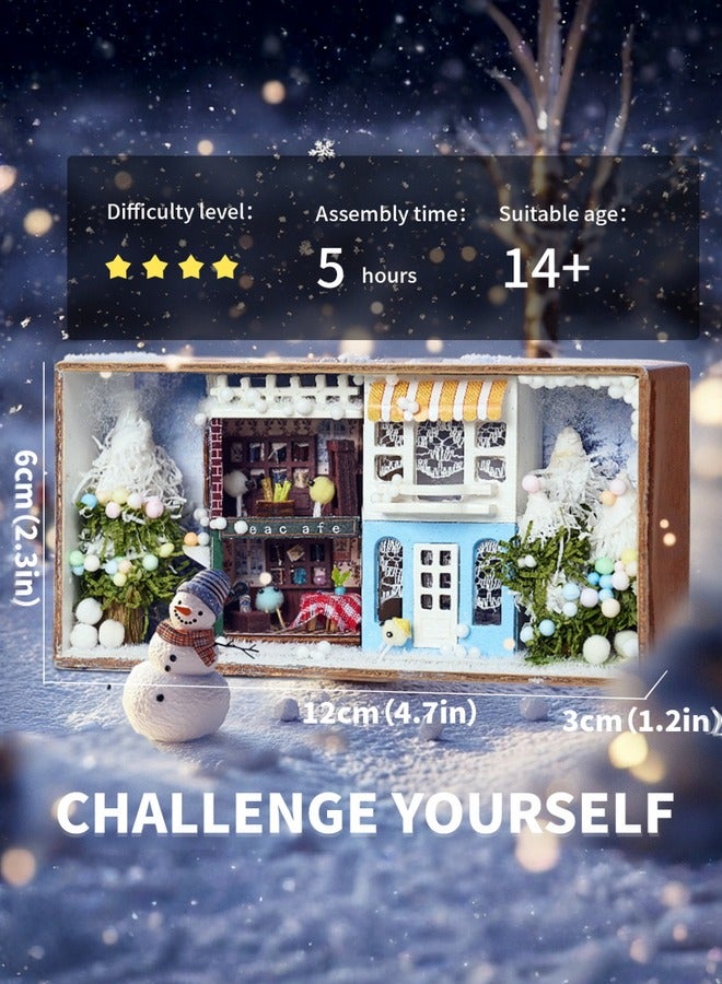 tangs DIY Miniature House Kit, Season theme(Winter) Box Secert Dollhouse with Furniture ,Adults Teens Mini House Building Kit,3D Wooden Crafts Tiny House Model,EID Birthday Gifts,Friends Present,Home Table Decor, Stress Relief Fidget Toy - Image 5