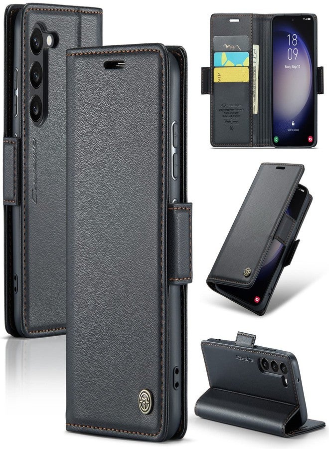 جراب محفظة SINIANL لهاتف سامسونج جالاكسي S23 مزود بتقنية حجب RFID، جراب محفظة سامسونج S23 للنساء والرجال مع حامل بطاقات، مشبك مغناطيسي، مسند، جراب جلدي أسود قابل للطي لهاتف جالاكسي S23 - Image 1
