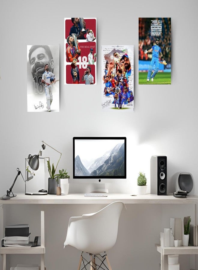 Posters Inc Cricket Posters Room Virat Kohli A4 Size Pack Of 6 Printed On 300 Gsm Matte Paper With Glue Dots Included Virat Kohli Poster For Room Wall Decoration For Bedroom - Image 2