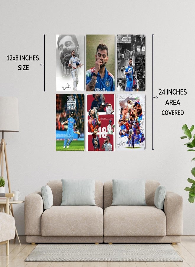 Posters Inc Cricket Posters Room Virat Kohli A4 Size Pack Of 6 Printed On 300 Gsm Matte Paper With Glue Dots Included Virat Kohli Poster For Room Wall Decoration For Bedroom - Image 3