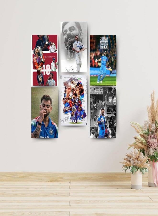 Posters Inc Cricket Posters Room Virat Kohli A4 Size Pack Of 6 Printed On 300 Gsm Matte Paper With Glue Dots Included Virat Kohli Poster For Room Wall Decoration For Bedroom - Image 4