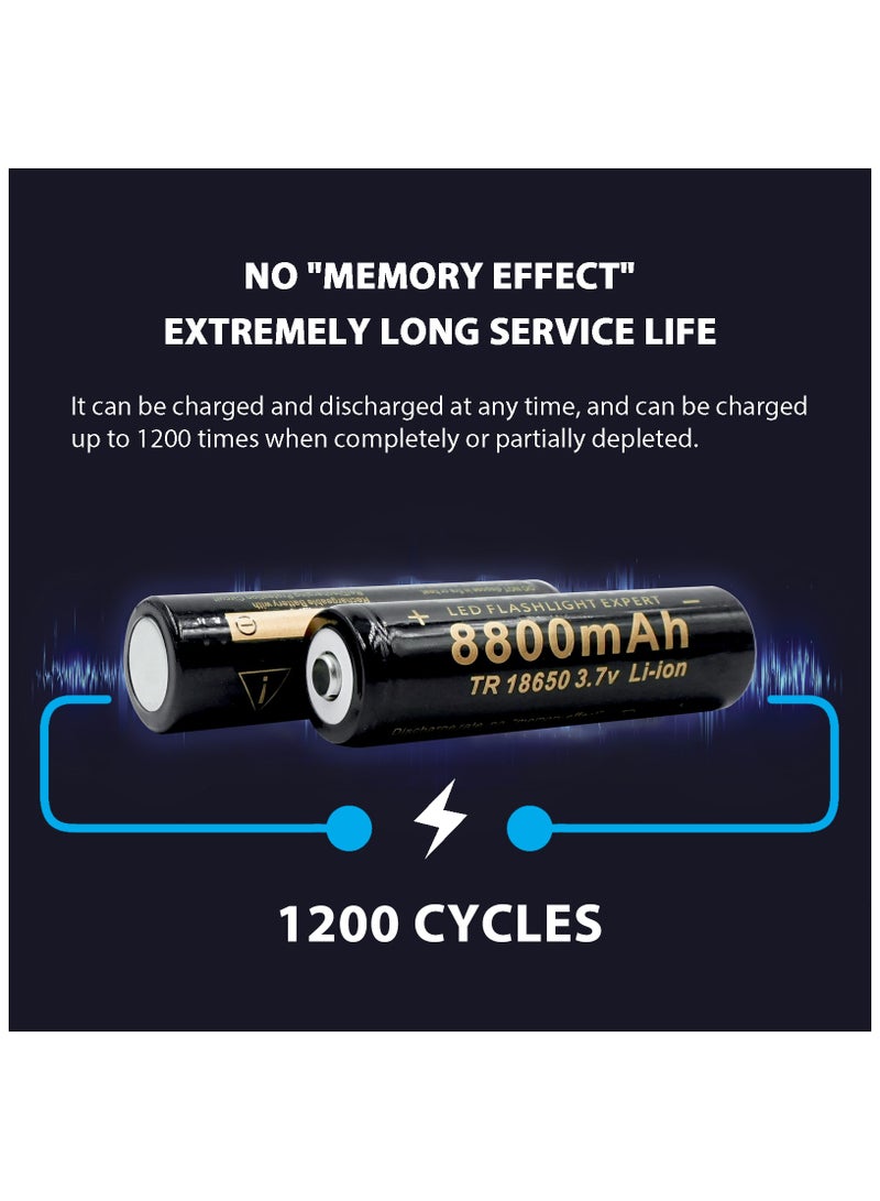 2Pack 18650 3.7Volts 8800mAh Rechargeable Batteries, Pre-Charged High Capacity Battery with Long-Lasting Power for,Camera Flashlight, Electronic Devices, Headlamps, Path Lights,Toys  - Image 5