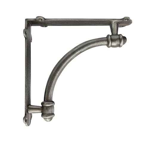 NACH Decorative Shelf Brackets, 2 Pack of 9.6 x 1.7 x 9.6 inch Antique Metal Cast Iron Shelf Brackets - Decorative Brackets for Mounting - Half Round Style Brackets - Image 2