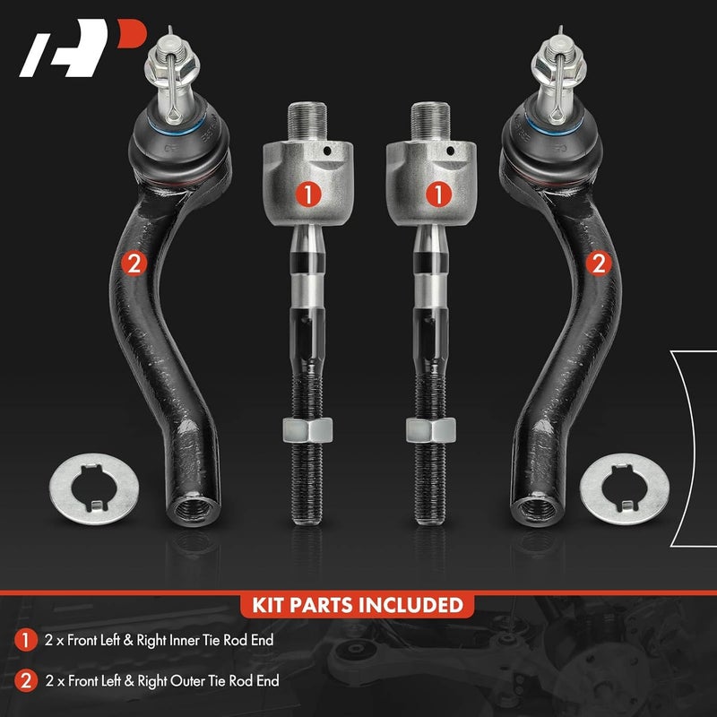 A-Premium Front Inner Outer Tie Rod End Kit for Nissan 370Z & Infiniti G37 - Image 2