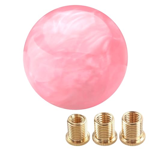 WENJTP Marble Style Round Ball Shift Knob Universal Fit for 5 6 Speed ManualAutomatic Vehicles with 3 Adapters HTRACING Light Pink - Image 1