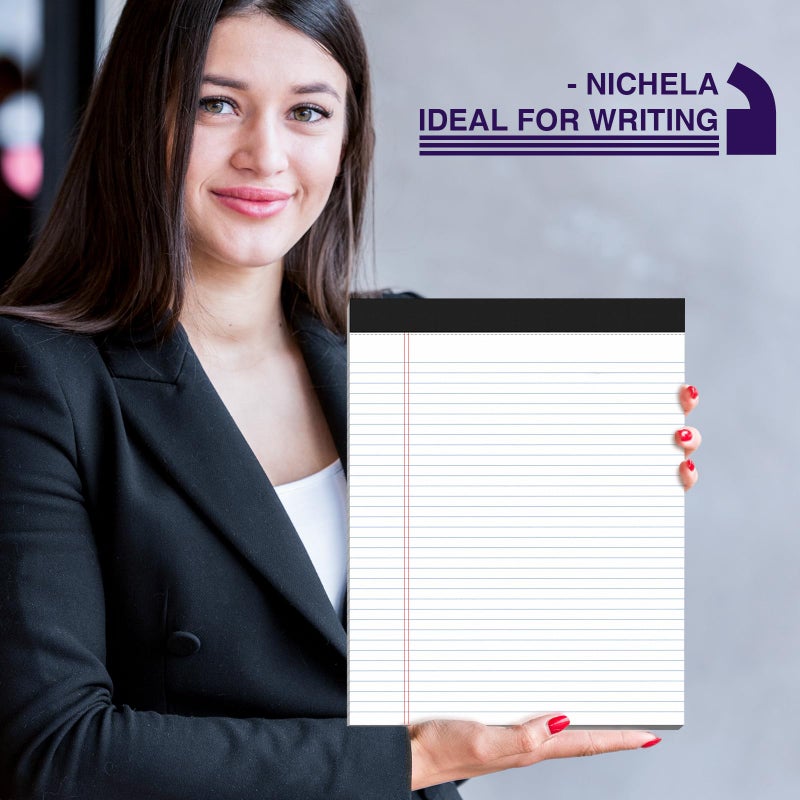 Nichela 12 Pack Legal Pads 8.5 x 11 College Ruled 600 Sheets Note Pads 8.5 x 11 Inch Notepads Perforated Writing Pads 8.5 x 11 Pads of Paper Lined White Paper, 50 Sheets per Notepad for Home, Office, School - Image 5