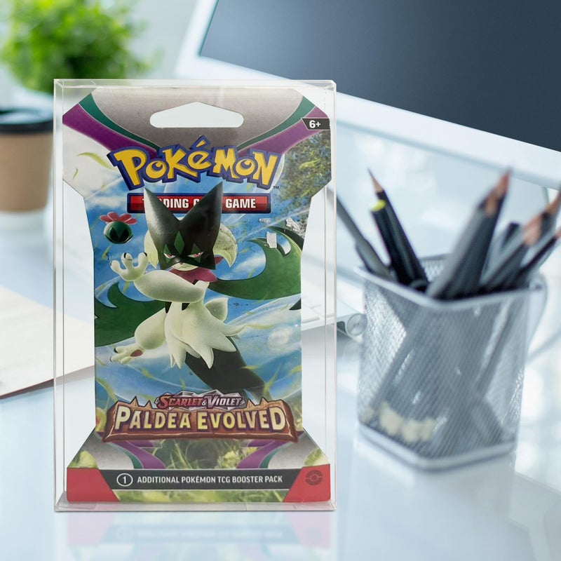 EVORETRO Retail Booster Pack Protectors for PokÃ©mon â€“ 0.40mm PET Case for Sealed Cardboard Packs â€“ Clear Display & Storage â€“ Fits Standard Packs â€“ 10-Pack Durable Protective Case - Image 4