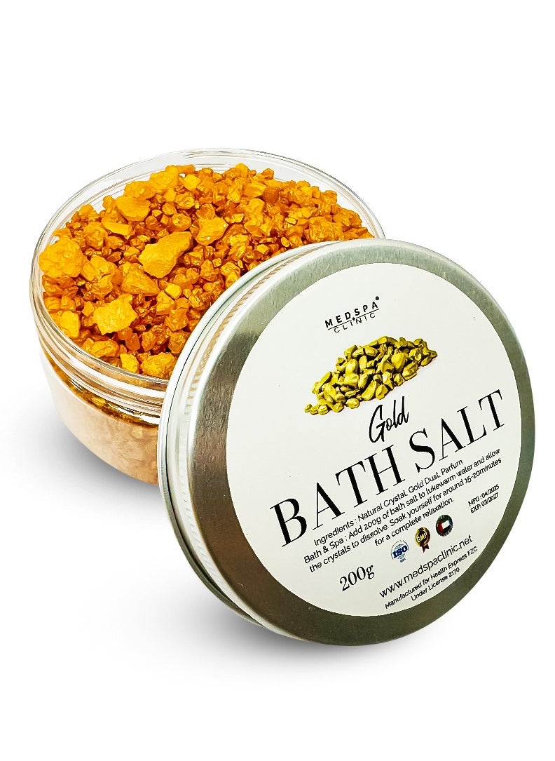 MEDSPACLINIC Gold Bath Salt, Luxury Crystal Bath Soak, 200g  - Image 1