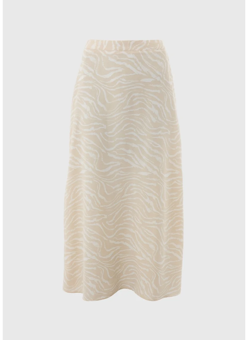 Matalan Cream Zebra Print Flared Hem Midaxi Skirt