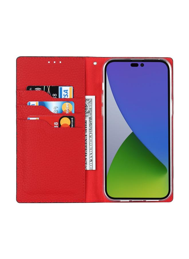 اس-توب جراب لهاتف iPhone 14 Pro مصنوع من الجلد الطبيعي بنسيج الليتشي - Image 4