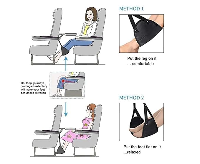 LeafLoom Airplane Foot Hammock Airplane Footrest Hanging Travel Foot Rest with Storage Bag Foot Hammock Portable Plane Leg Rest Airplane Travel Accessories Folding Travel Footrest for Airplane  - Image 2