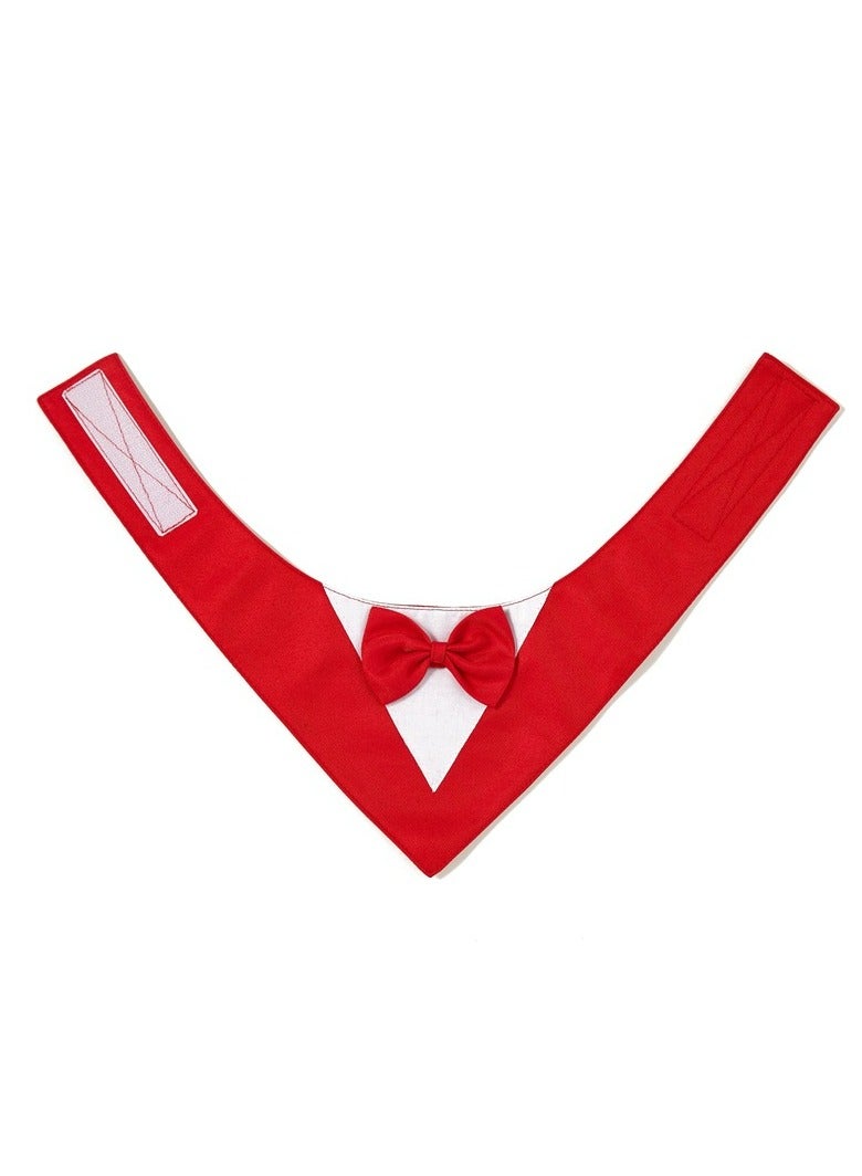 Dog Tuxedo Formal Cat Wedding Bandana Dog Collar with Bow Tie Cat Birthday Costume Valentines Outfit Pet(RED-M) - Image 5