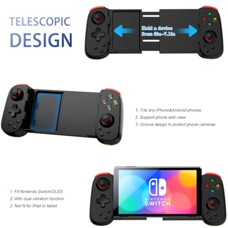 Wireless Controller for iPhone 17/Android/PC/iPad/Tablet/Appl Arcade MFi Games/Switch, Support Streaming on PS/Xbox/PC Console, Cloud Gaming Gamepad Joystick - Turbo/Dual Motors - Image 4