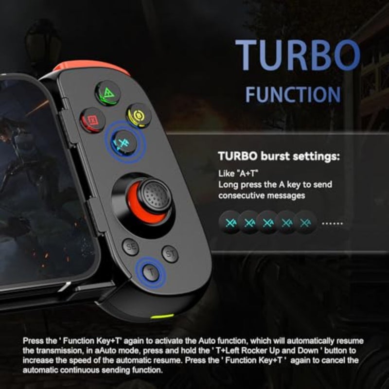 Wireless Controller for iPhone 17/Android/PC/iPad/Tablet/Appl Arcade MFi Games/Switch, Support Streaming on PS/Xbox/PC Console, Cloud Gaming Gamepad Joystick - Turbo/Dual Motors - Image 3