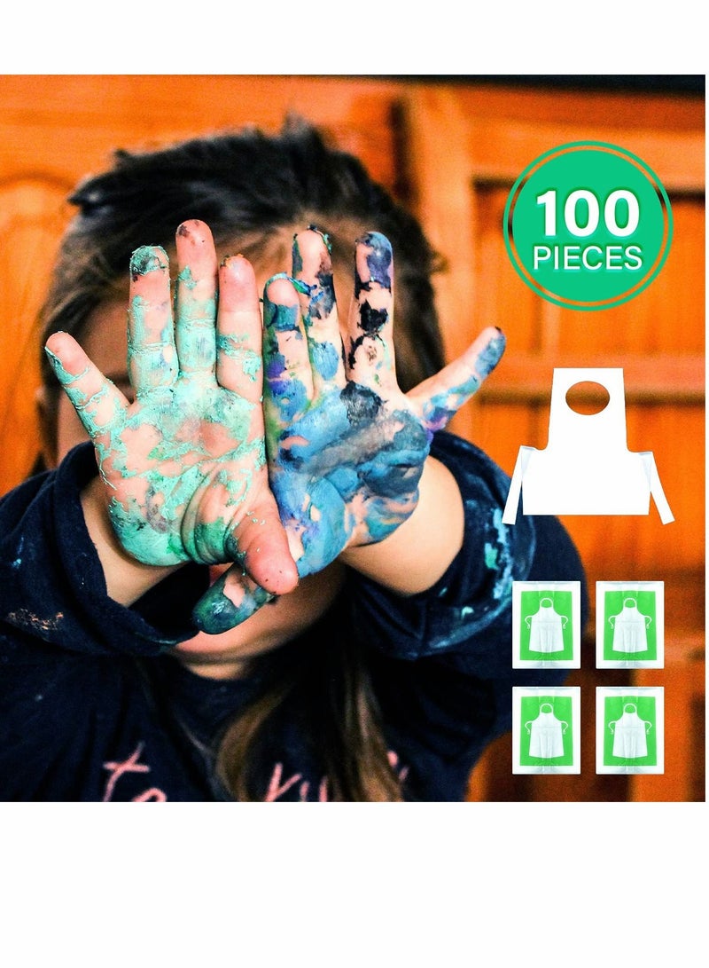 NIBEMINENT 100 Pieces Kids Aprons, Disposable Individually Packed Plastic Clear Polyethylene Cooking Aprons for Adult Dustproof Waterproof DIY Arts & Crafts Supplies - Image 5