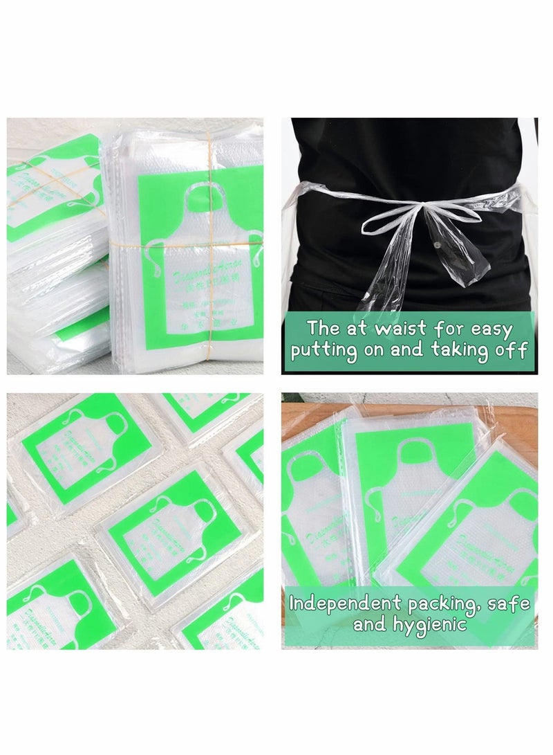 NIBEMINENT 100 Pieces Kids Aprons, Disposable Individually Packed Plastic Clear Polyethylene Cooking Aprons for Adult Dustproof Waterproof DIY Arts & Crafts Supplies - Image 3