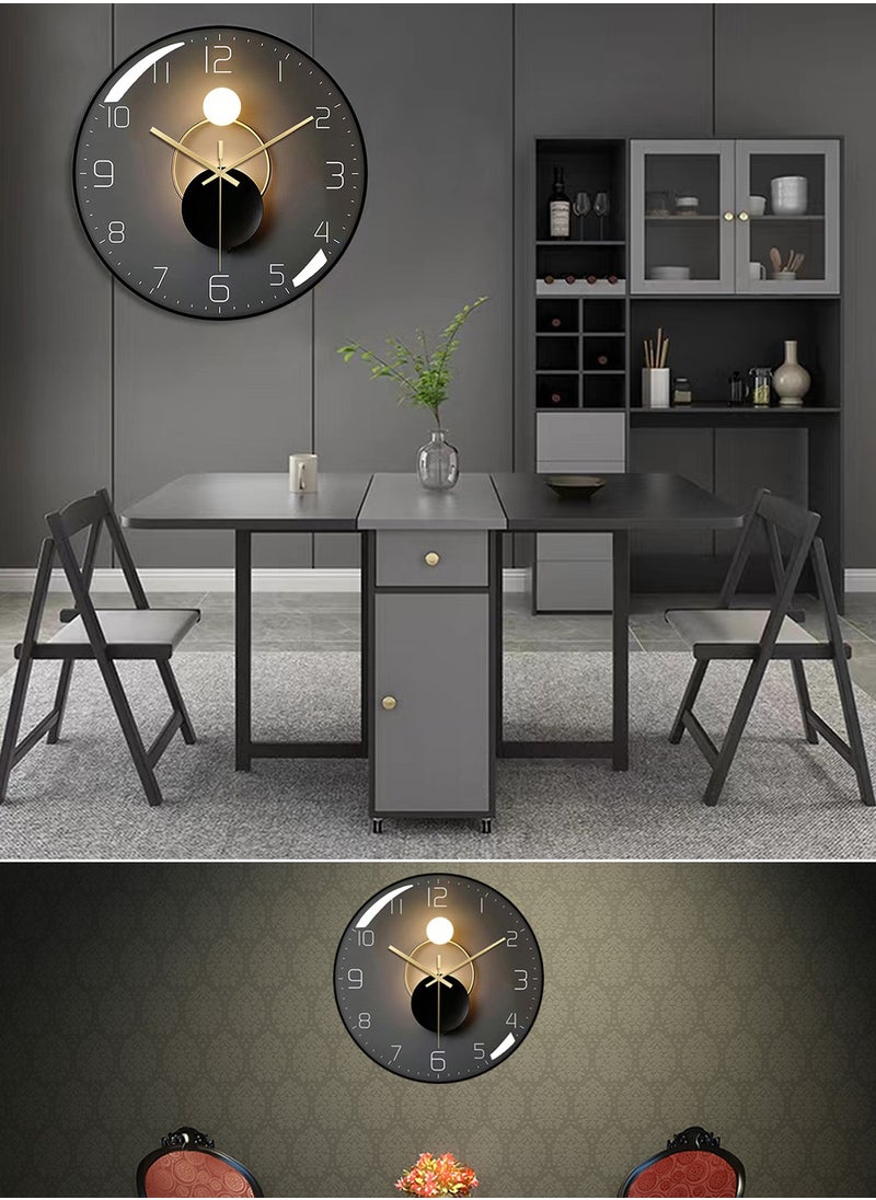Qiccijoo - Qiccijoo Wall Clock,3D Curved Glass Large Wall Clock,12-inch Silent Non-Ticking Round Classroom Clock, Battery Operated Easy to Read Decorative Wall Clocks,Stylish Kitchen Wall Clock(Black) - Image 1