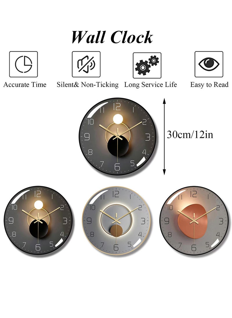 Qiccijoo - Qiccijoo Wall Clock,3D Curved Glass Large Wall Clock,12-inch Silent Non-Ticking Round Classroom Clock, Battery Operated Easy to Read Decorative Wall Clocks,Stylish Kitchen Wall Clock(Black) - Image 1