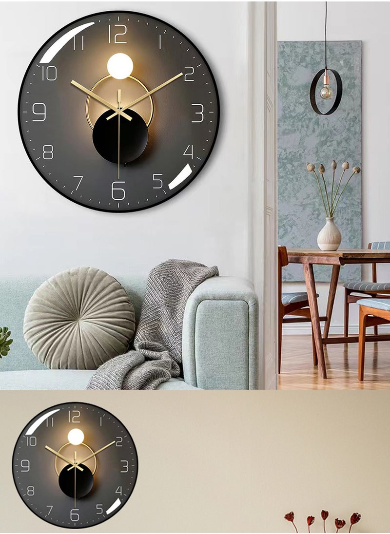Qiccijoo - Qiccijoo Wall Clock,3D Curved Glass Large Wall Clock,12-inch Silent Non-Ticking Round Classroom Clock, Battery Operated Easy to Read Decorative Wall Clocks,Stylish Kitchen Wall Clock(Black) - Image 1