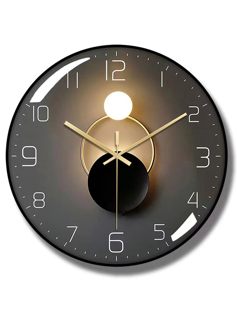 Qiccijoo - Qiccijoo Wall Clock,3D Curved Glass Large Wall Clock,12-inch Silent Non-Ticking Round Classroom Clock, Battery Operated Easy to Read Decorative Wall Clocks,Stylish Kitchen Wall Clock(Black) - Image 1