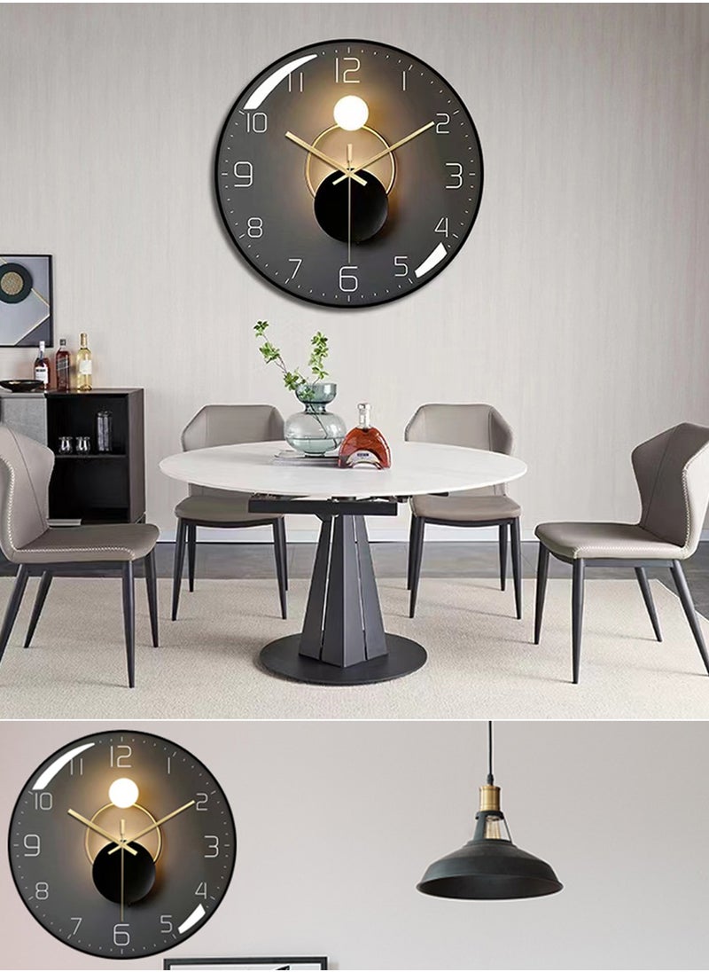 Qiccijoo - Qiccijoo Wall Clock,3D Curved Glass Large Wall Clock,12-inch Silent Non-Ticking Round Classroom Clock, Battery Operated Easy to Read Decorative Wall Clocks,Stylish Kitchen Wall Clock(Black) - Image 1