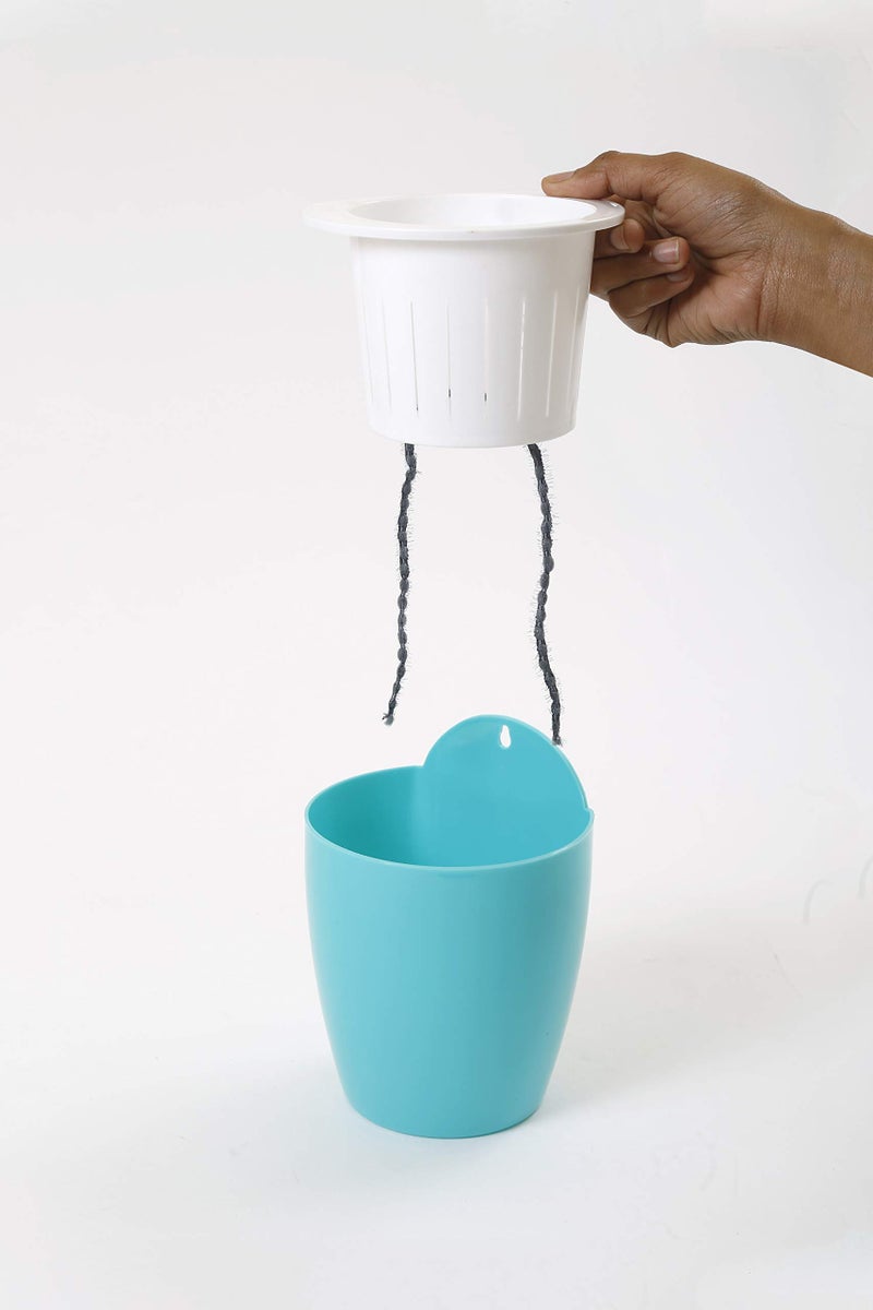 CAPPL Self Watering Hanging Planter Flower Pot (Turq-White Pack of 3) - Image 2