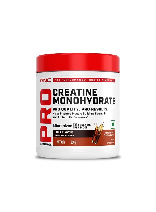 GNC Pro Performance Creatine Monohydrate - 3000mg Creatine Per Scoop | Micronized for Faster Absorption | Boosts Energy, Muscle Volume & Performance | Gluten-Free | Cola | 250gm - Image 1