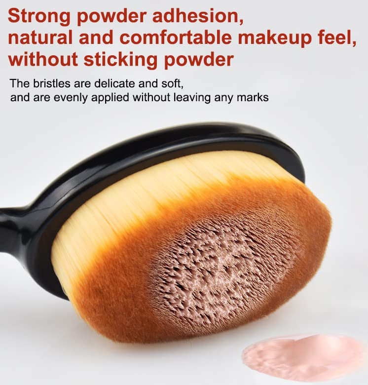 Calitate24 Foundation Brush for Makeup, Face Makeup Brush Oval Makeup Toothbrush Black Medium Toothbrush Makeup Brushes Fast Flawless Application Liquid Cream Powder Foundation, Sunscreen Brush Applicator for Girls with Beauty Blender - Image 4