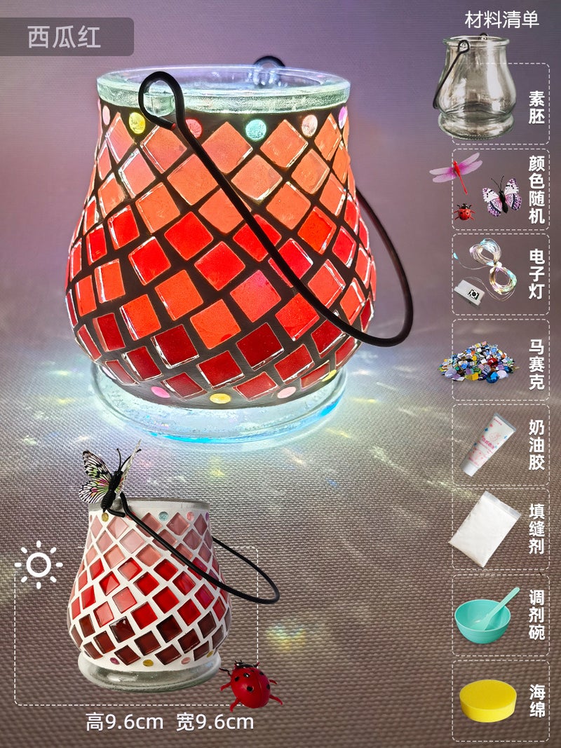 Glass Mosaic Candlestick Diy Material Package Thanksgiving Lamp Handmade Family Educational Toys Crystal Luminous Gift - Image 1